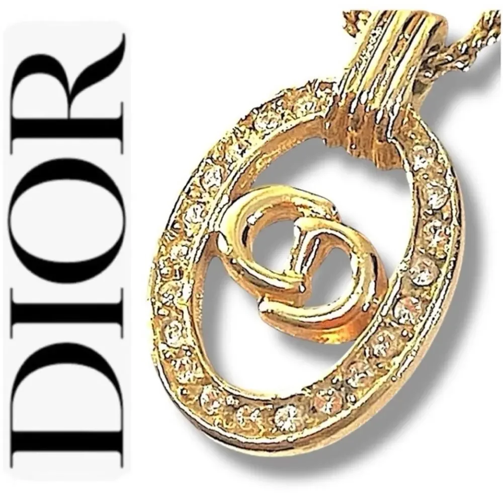 CHRISTIAN DIOR AUTH VINTAGE Gold Signature Necklace